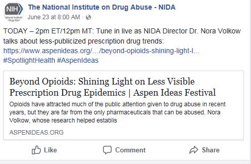 On June 22, Dr. Volkow also participated in a Facebook Live event about tackling addiction