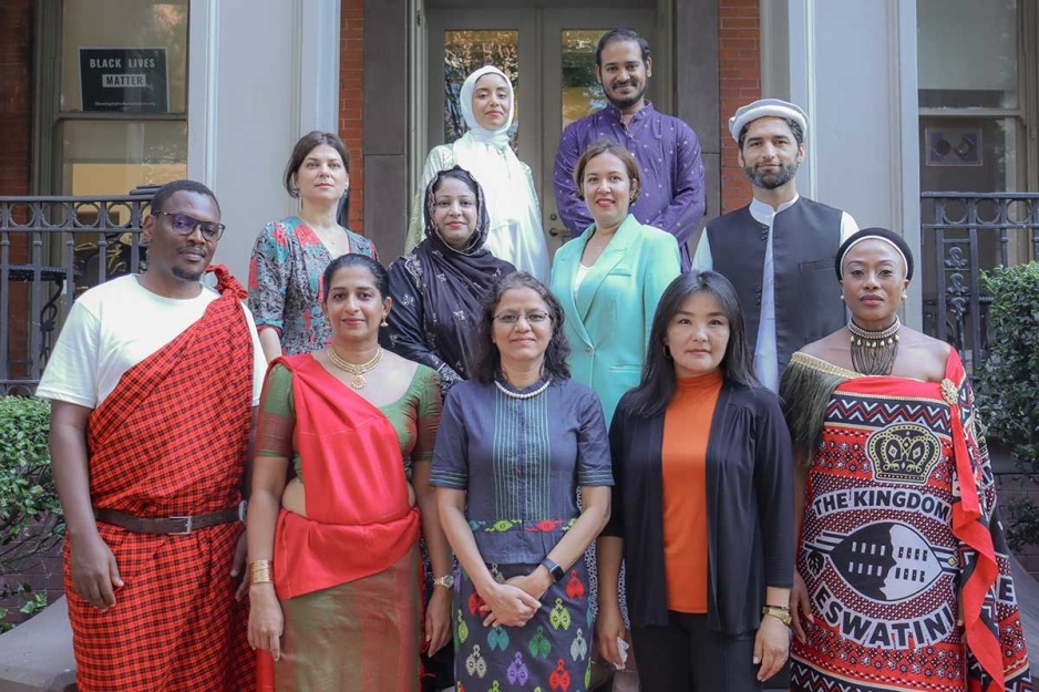 2023-24 Hubert H. Humphrey Drug Use and Addiction Fellows. Bottom row (L to R): Isack Rugemalila (Tanzania), Sanjeewani Senevirthne (Sri Lanka), Thinzar Tun (Burma), Gulbarchyn Toialieva (Kyrgyzstan), Sakhile Masuku (Eswatini). Middle row (L to R): Marta Krivade (Latvia), Zarmina Khan (Pakistan), Iuliia Fatkhullina (Russia), Ahmed Nawaz (Pakistan). Top row (L to R): Mona Ramadan (Egypt) and Nisharga Chowdhury (Bangladesh)