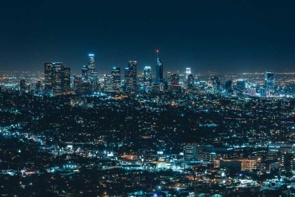 Photograph of a city at night