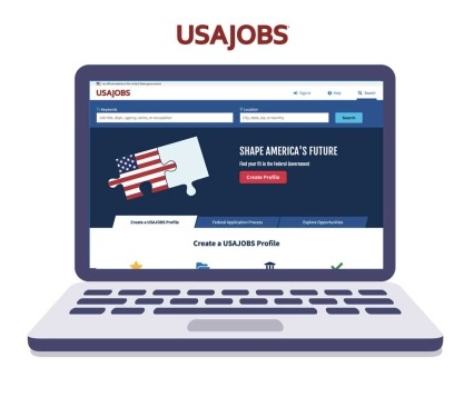 Computer showing USAJobs main page