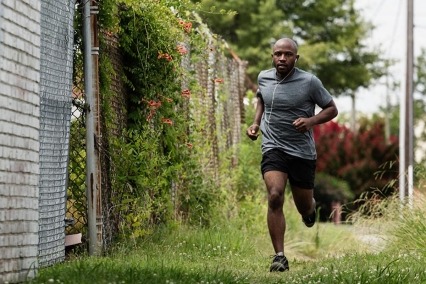 A man jogging outside