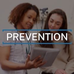 Two people talking with Prevention overlay