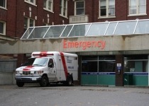 Emergency room entrance with ambulance
