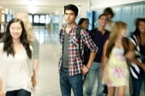 Teens walking in a hall