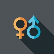 Gender symbol flat icon with long shadow - Illustration