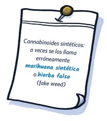 Cannabinoides sintéticos: a veces se los llama erróneamente "marihuana sintética" o “hierba falsa” (fake weed).