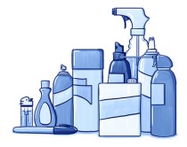 Mind Matters: Drawing of different products found in homes that are used as inhalants. These include hair spray, cleaning products, nail polish remover, permanent markers, whipped cream in cans, and air fresheners.