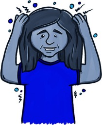  Drawing of a teenage girl feeling some of the effects of methamphetamine.