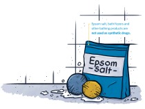 Illustration of epsom salt and bath fizzers