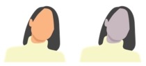 Side by side graphics of a faceless woman.  The image on the left depicts an image of a woman with normal/healthy skin coloring. The face on the right depicts a woman with pale/unhealthy skin coloring.