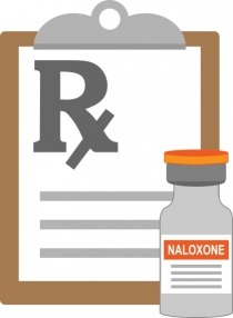 Illustration of Rx and Naloxone bottle