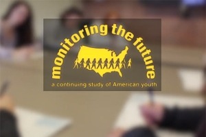 screenshot of Monitoring the Future video, depicting the logo and students taking the survey