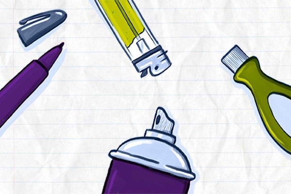 assignment topics for school students Illustration of a lighter, aerosol can, marker, and bottle with a cap