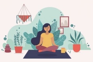 Illustration of a woman sitting in meditation